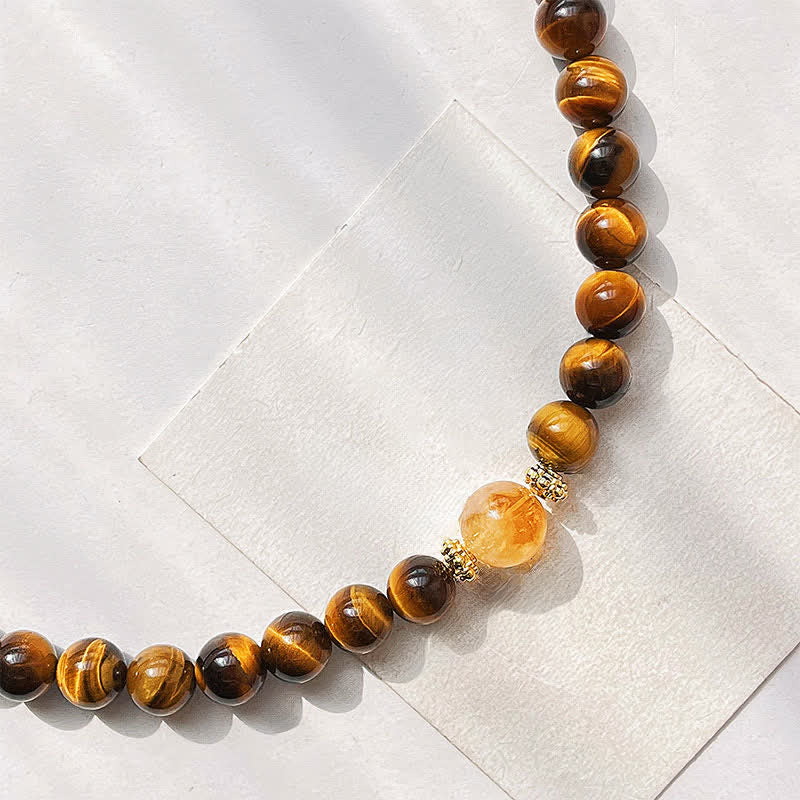 Nimara Ritual Natural Tiger Eye Citrine Bead Courage Necklace