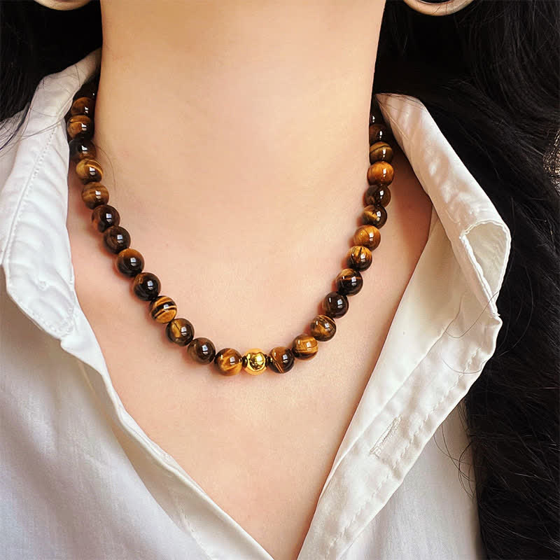 Nimara Ritual Natural Tiger Eye Copper Bead Courage Necklace