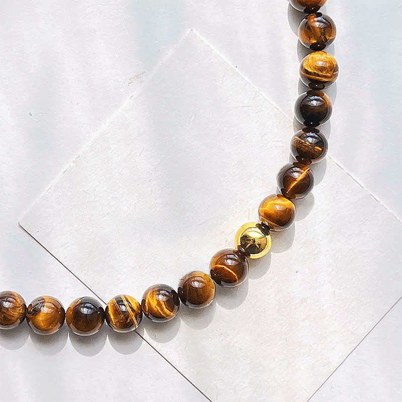 Nimara Ritual Natural Tiger Eye Copper Bead Courage Necklace