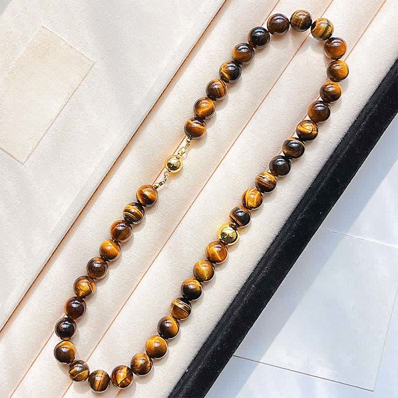 Nimara Ritual Natural Tiger Eye Copper Bead Courage Necklace