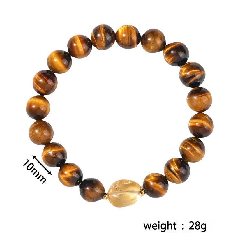 Nimara Ritual 10mm Natural Tiger Eye Citrine Bead Courage Bracelet
