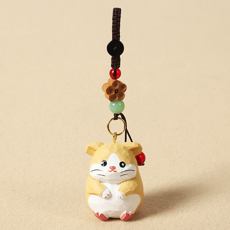 Nimara Ritual Chinese Zodiac Linden Wood Engraved Plum Blossom Peace Safe Om Mani Padme Hum Positive Key Chain