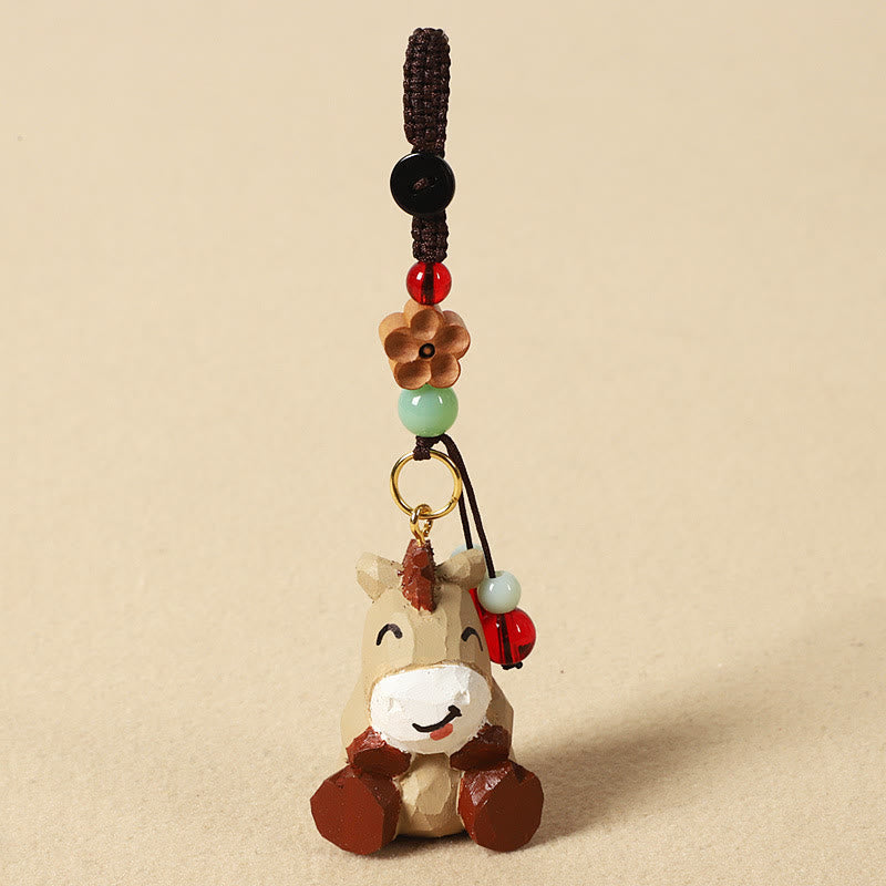 Wisdom and Peace Chinese Zodiac Linden Wood Engraved Plum Blossom Peace Safe Om Mani Padme Hum Key Chain