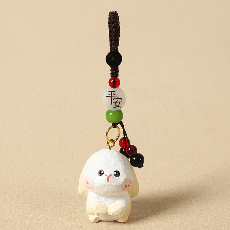 Nimara Ritual Chinese Zodiac Linden Wood Engraved Plum Blossom Peace Safe Om Mani Padme Hum Positive Key Chain