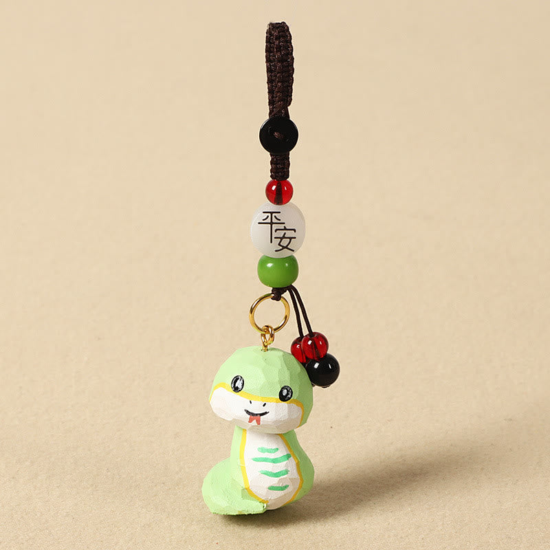 Nimara Ritual Chinese Zodiac Linden Wood Engraved Plum Blossom Peace Safe Om Mani Padme Hum Positive Key Chain