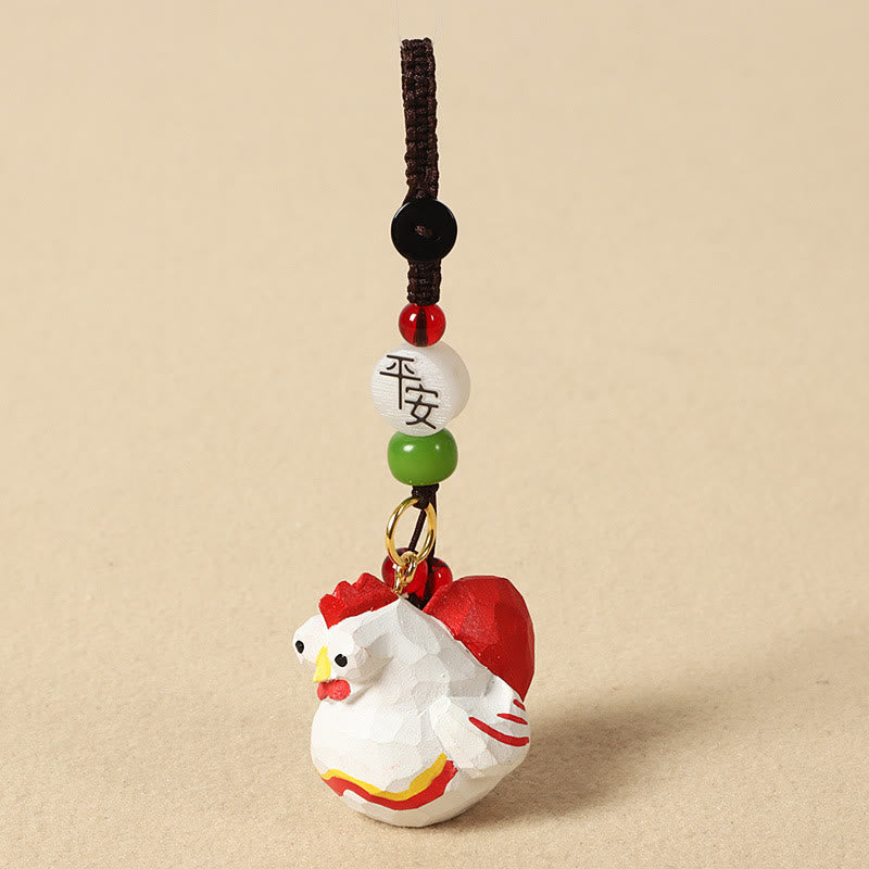 Wisdom and Peace Chinese Zodiac Linden Wood Engraved Plum Blossom Peace Safe Om Mani Padme Hum Key Chain