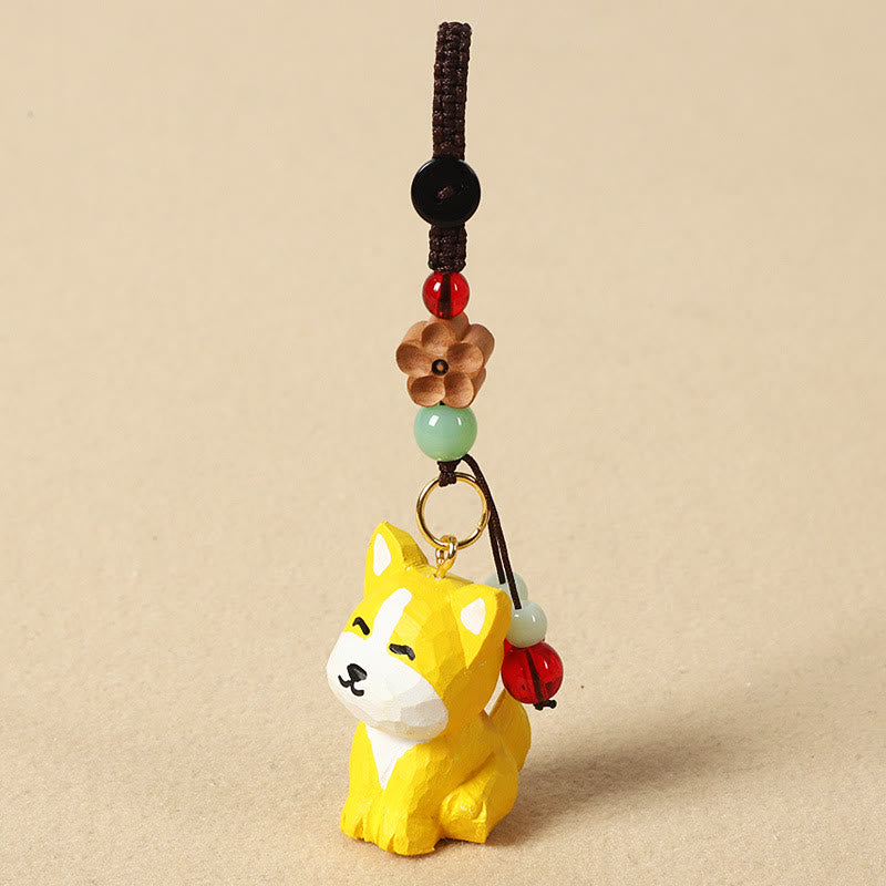 Wisdom and Peace Chinese Zodiac Linden Wood Engraved Plum Blossom Peace Safe Om Mani Padme Hum Key Chain