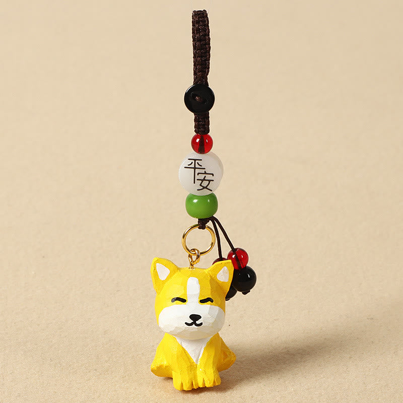 Wisdom and Peace Chinese Zodiac Linden Wood Engraved Plum Blossom Peace Safe Om Mani Padme Hum Key Chain