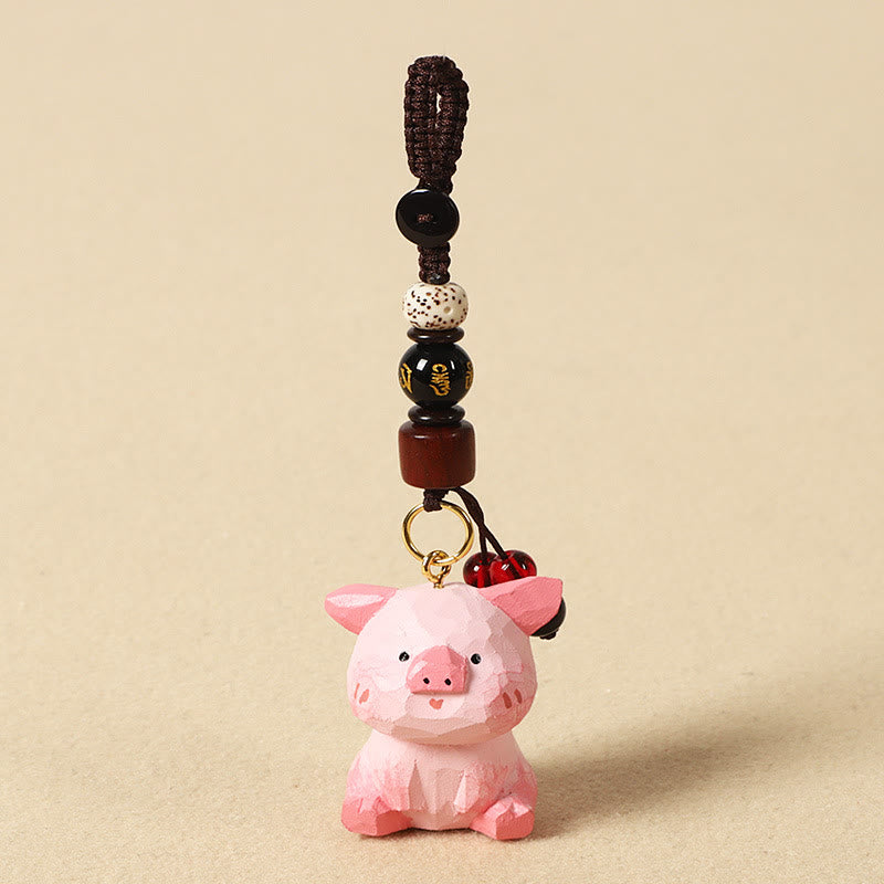 Wisdom and Peace Chinese Zodiac Linden Wood Engraved Plum Blossom Peace Safe Om Mani Padme Hum Key Chain