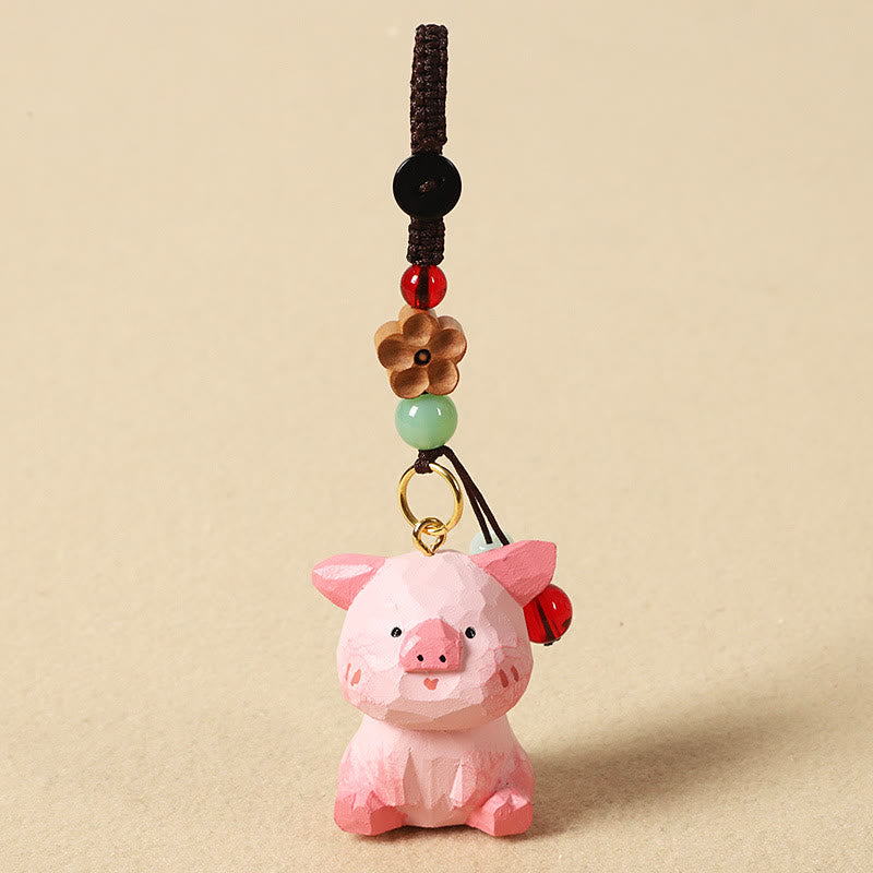 Nimara Ritual Chinese Zodiac Linden Wood Engraved Plum Blossom Peace Safe Om Mani Padme Hum Positive Key Chain
