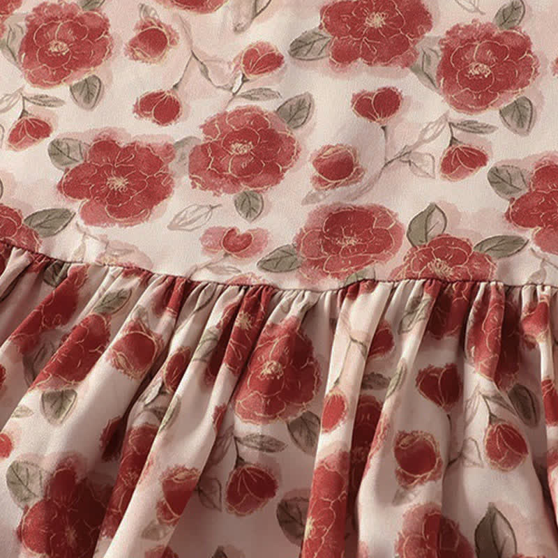Nimara Ritual Summer Floral Print Chiffon Women's Summer Sleeveless Dress With Pockets