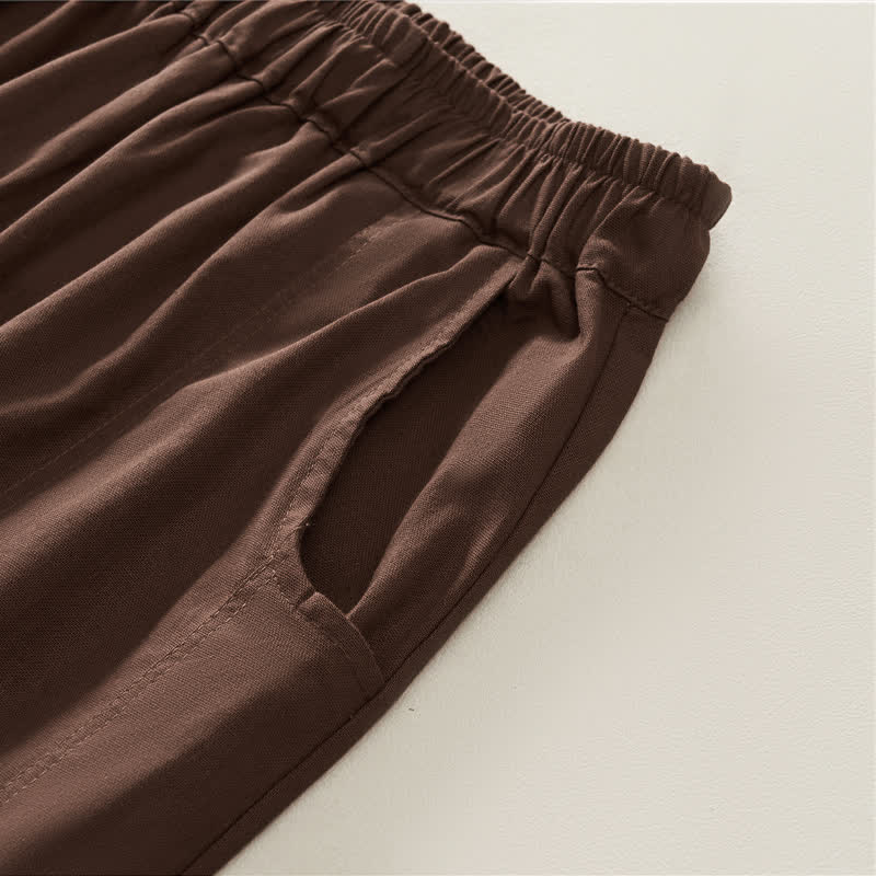 Nimara Ritual Spring Casual Elastic Waist Pleated Solid Women's Harem Pants With Pockets