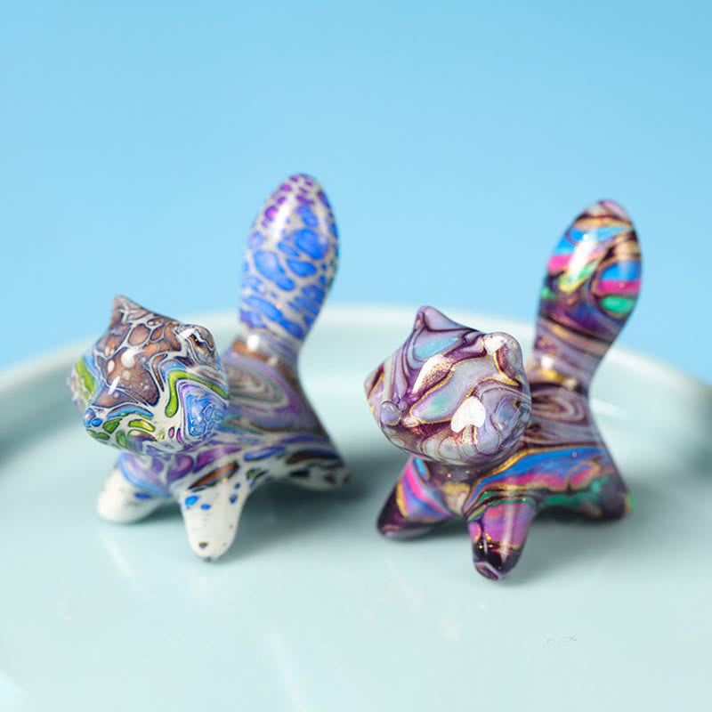 Nimara Ritual Mini Lovely Cat Ebony Wood Lacquer Craft Peace Decoration 4*2.2cm(Random Color)