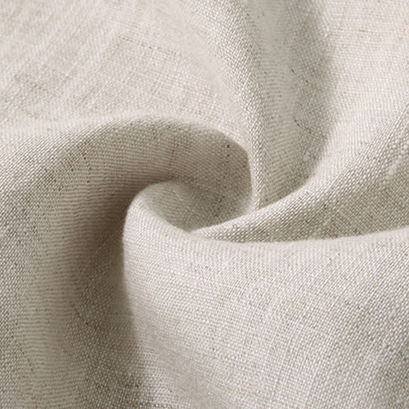 Nimara Ritual Summer Minimalist Button-Up Side Slit Solid Linen Men's Short Sleeve Shirt