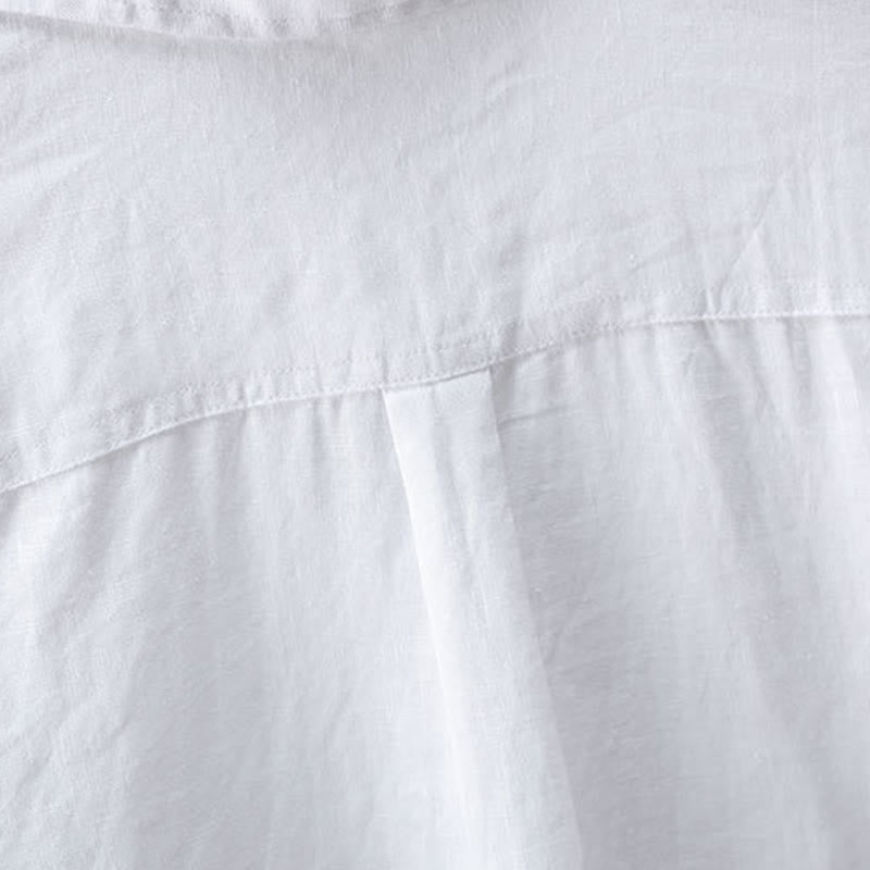 Nimara Ritual Spring Minimalist Button-Up Solid Linen Men's Three-Quarter Sleeve Shirt