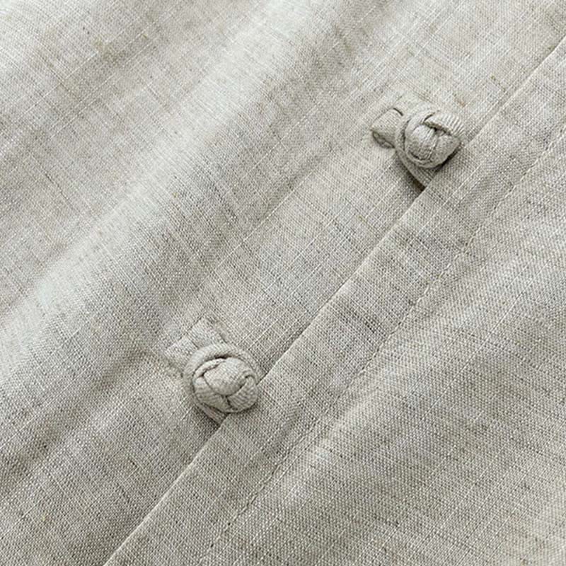 Nimara Ritual Summer Minimalist Mandarin Collar Frog Button Solid Men's Short Sleeve Shirt