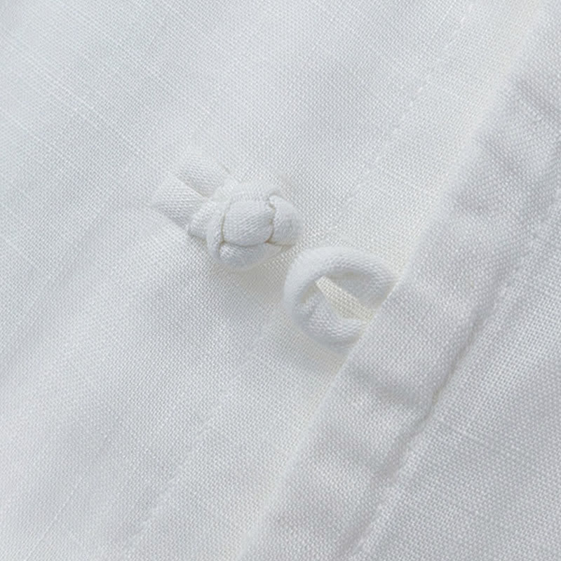Nimara Ritual Summer Minimalist Mandarin Collar Frog Button Solid Men's Short Sleeve Shirt