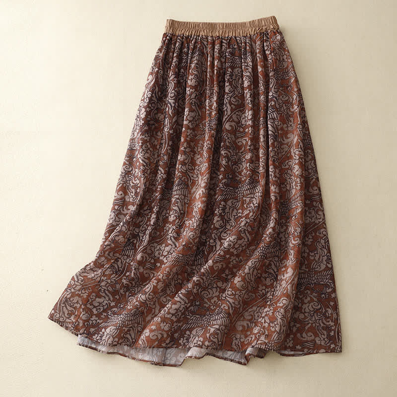 Nimara Ritual Summer Drawstring Floral Print Lace-up Women's Skirts With Pockets
