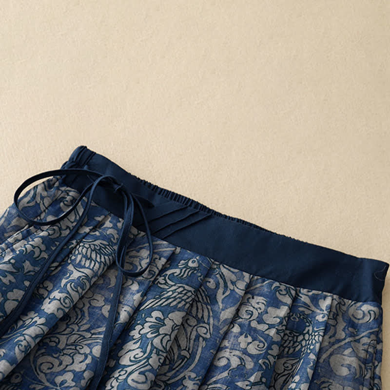 Nimara Ritual Summer Drawstring Floral Print Lace-up Women's Skirts With Pockets