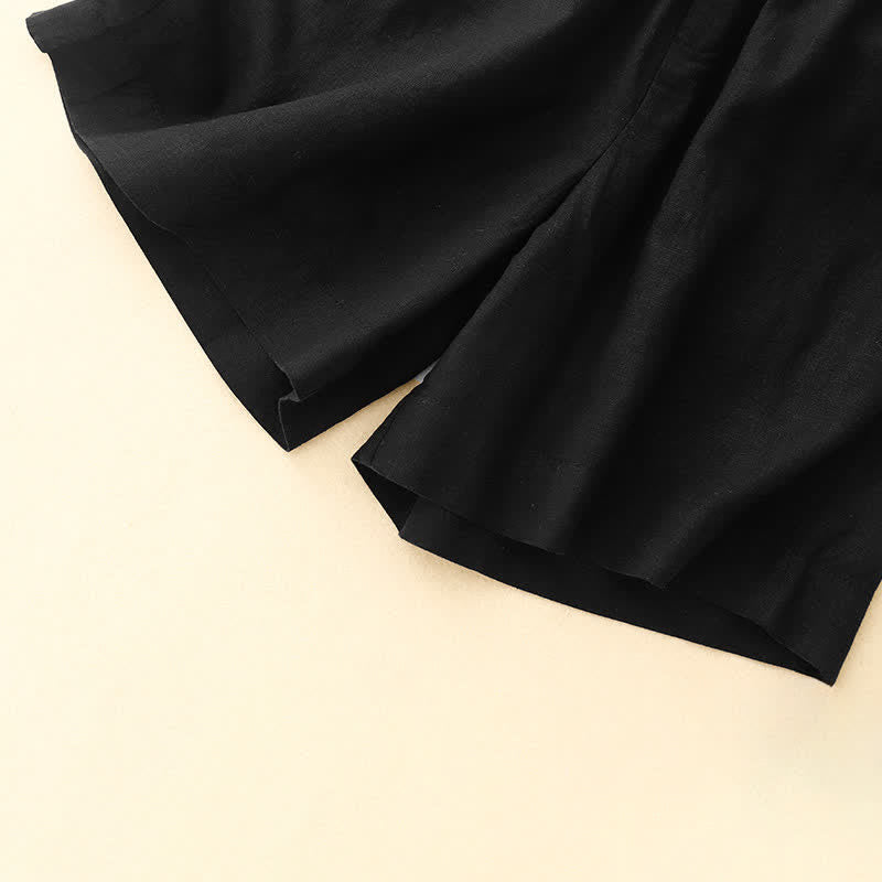 Nimara Ritual Summer Minimalist Button-Up Elastic Waist Solid Women's Shorts With Pockets