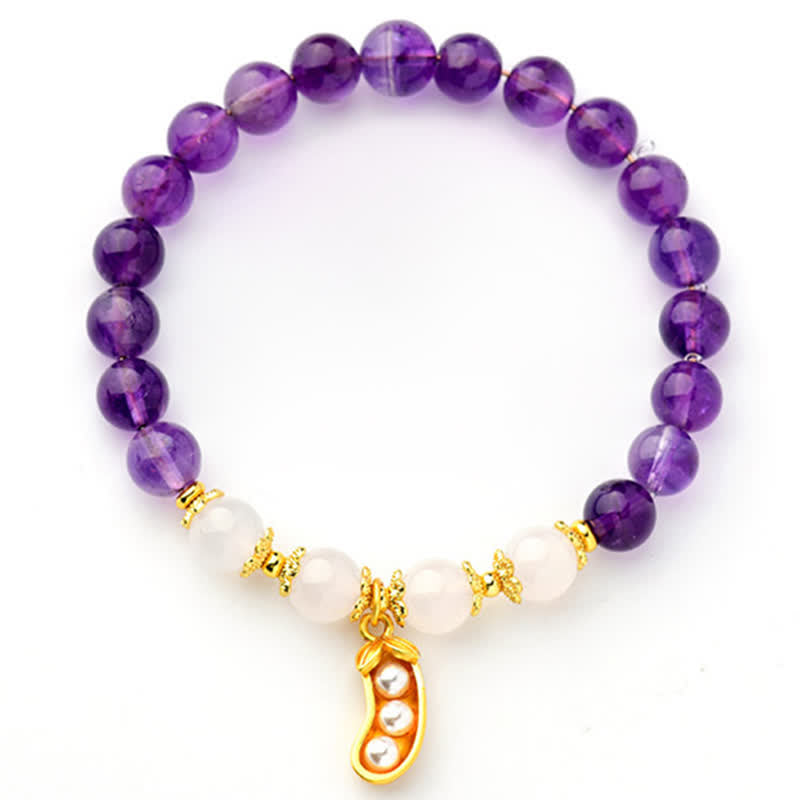 Nimara Ritual Natural Amethyst White Agate Peanut Good Things Happen Spiritual Bracelet