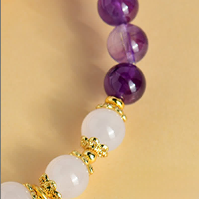 Nimara Ritual Natural Amethyst White Agate Peanut Good Things Happen Spiritual Bracelet