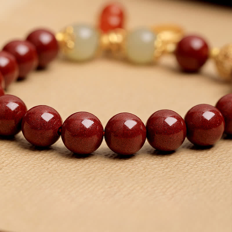 Nimara Ritual Natural Cinnabar Fu Character Peanut Good Things Happen Blessing Bracelet