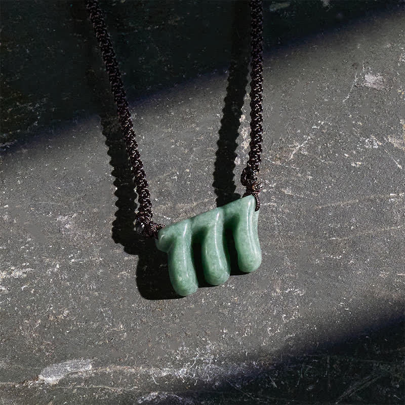 Nimara Ritual Natural Green Jade 777 Angel Number Prosperity Necklace Pendant