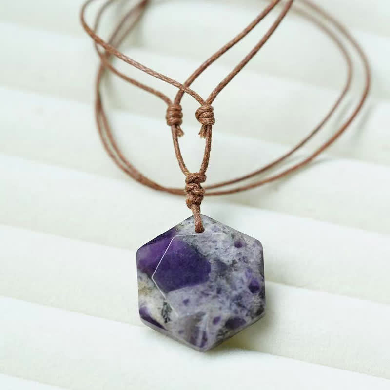 Nimara Ritual Star of David Carving Clear Quartz Indian Agate Amethyst Healing Necklace Pendant