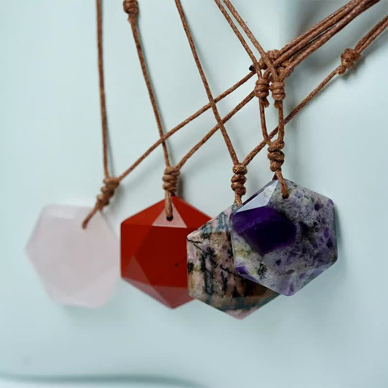 Nimara Ritual Star of David Carving Clear Quartz Indian Agate Amethyst Healing Necklace Pendant