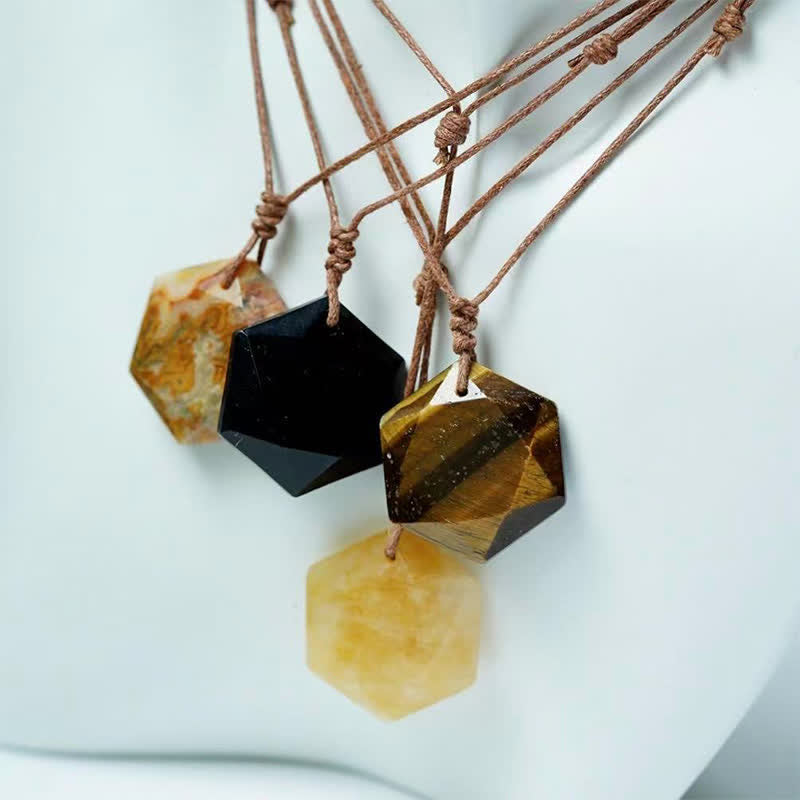 Nimara Ritual Star of David Carving Clear Quartz Indian Agate Amethyst Healing Necklace Pendant