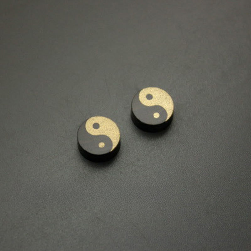 Nimara Ritual Ebony Wood Yin Yang Balance Stud Earrings
