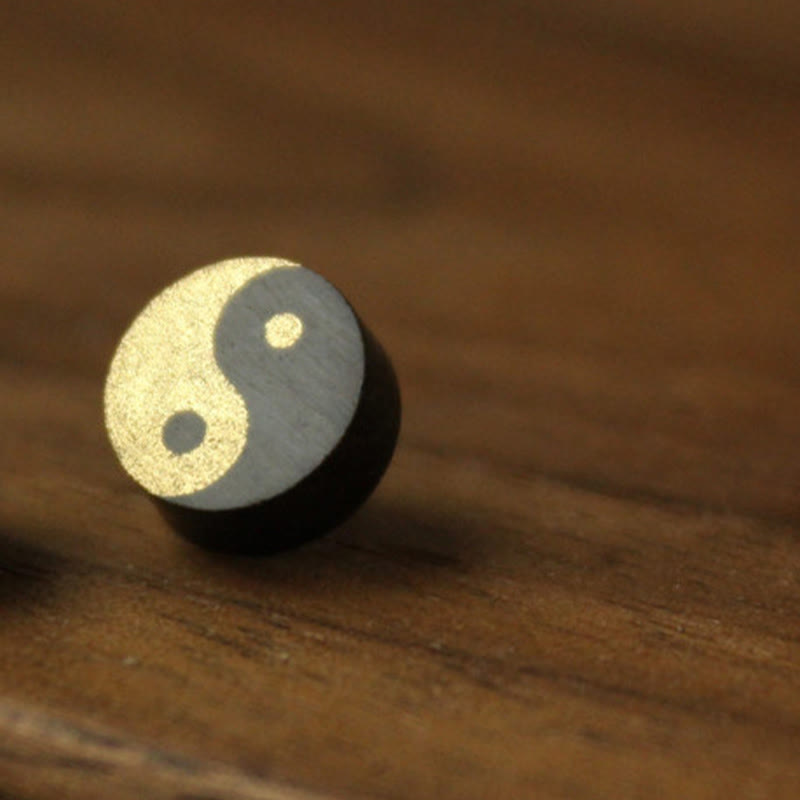 Nimara Ritual Ebony Wood Yin Yang Balance Stud Earrings