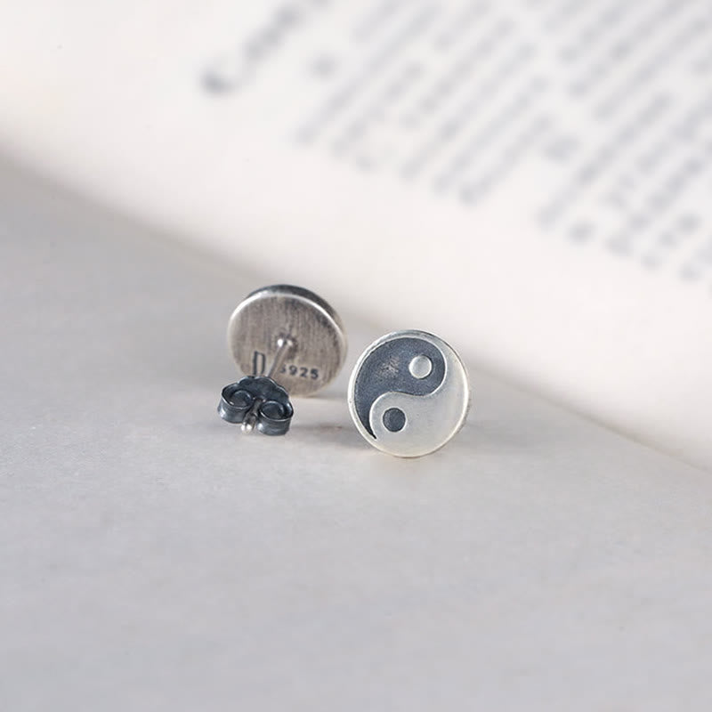 Nimara Ritual 925 Sterling Silver Yin Yang Balance One Stud Earring