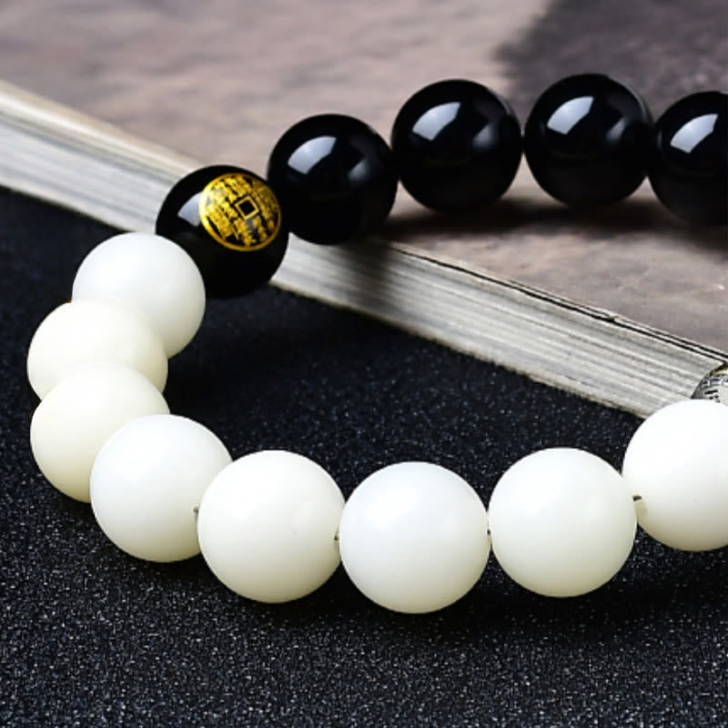 Nimara Ritual Black Obsidian Bodhi Seed Yin Yang Nine-Character Mantra Mountain Ghosts Spend Money Strength Bracelet
