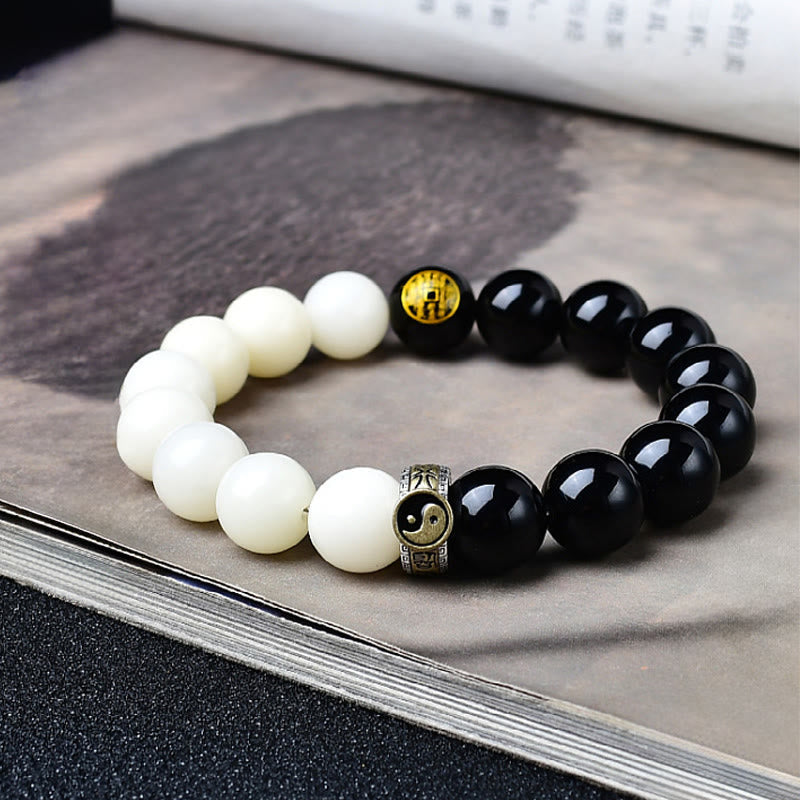 Nimara Ritual Black Obsidian Bodhi Seed Yin Yang Nine-Character Mantra Mountain Ghosts Spend Money Strength Bracelet