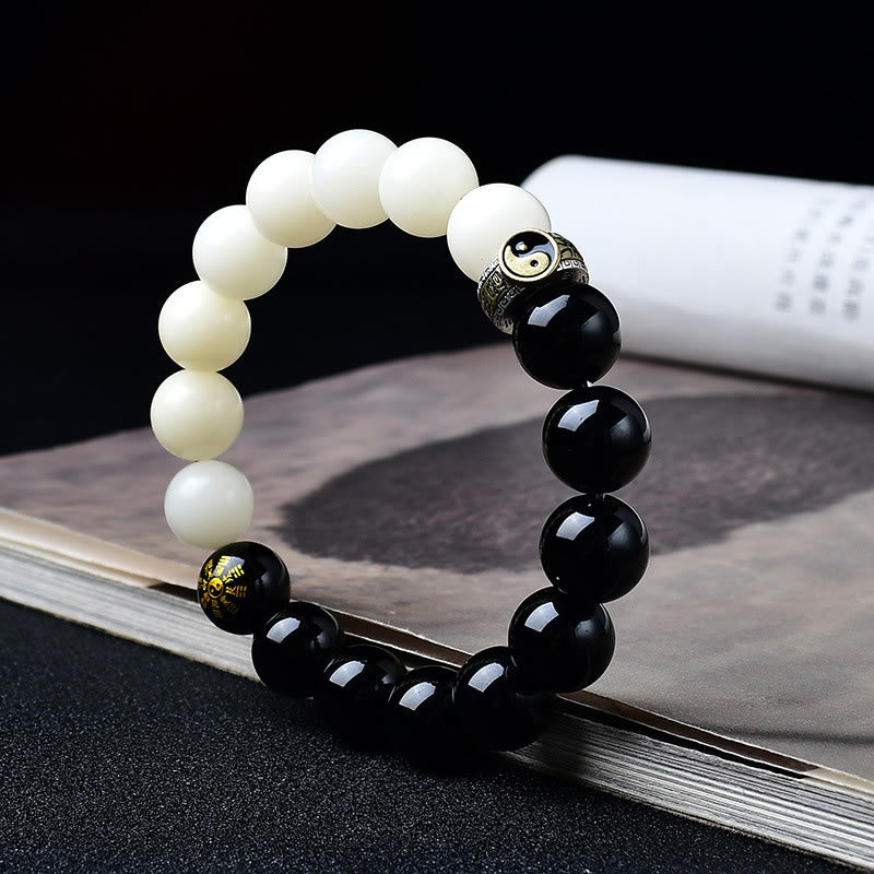 Nimara Ritual Black Obsidian Bodhi Seed Yin Yang Nine-Character Mantra Mountain Ghosts Spend Money Strength Bracelet