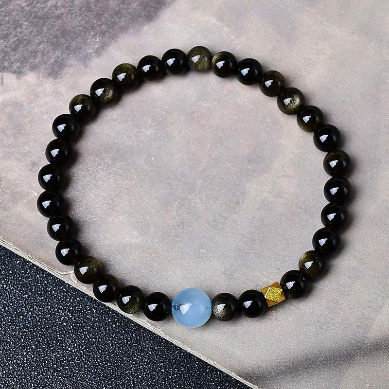 Nimara Ritual Natural Gold Sheen Obsidian Beads Protection Bracelet