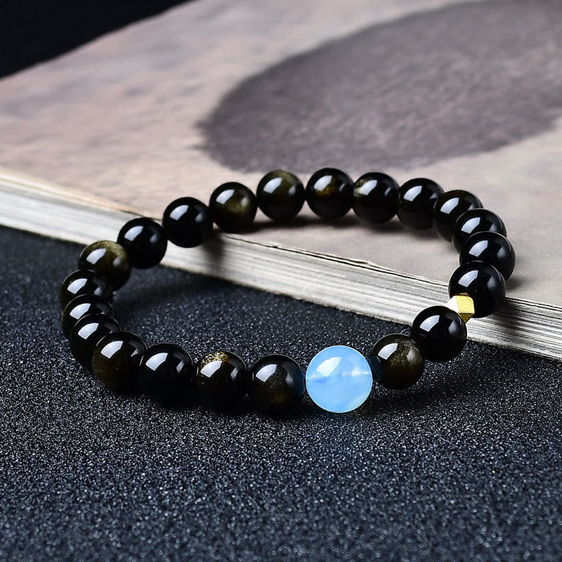 Nimara Ritual Natural Gold Sheen Obsidian Beads Protection Bracelet