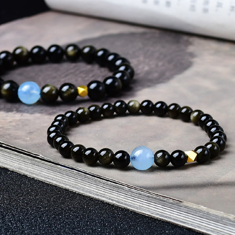 Nimara Ritual Natural Gold Sheen Obsidian Beads Protection Bracelet