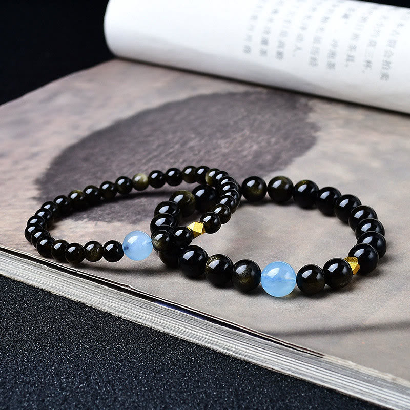 Nimara Ritual Natural Gold Sheen Obsidian Beads Protection Bracelet
