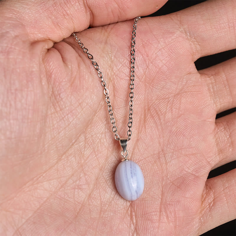Nimara Ritual Natural Blue Lace Agate Clarity Chain Necklace Pendant