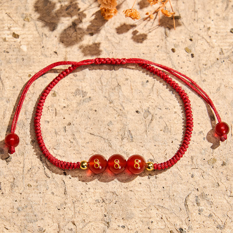 Nimara Ritual Angel Number Red String Red Agate Beads Luck Braided Adjustable Bracelet