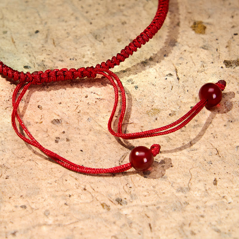 Nimara Ritual Angel Number Red String Red Agate Beads Luck Braided Adjustable Bracelet