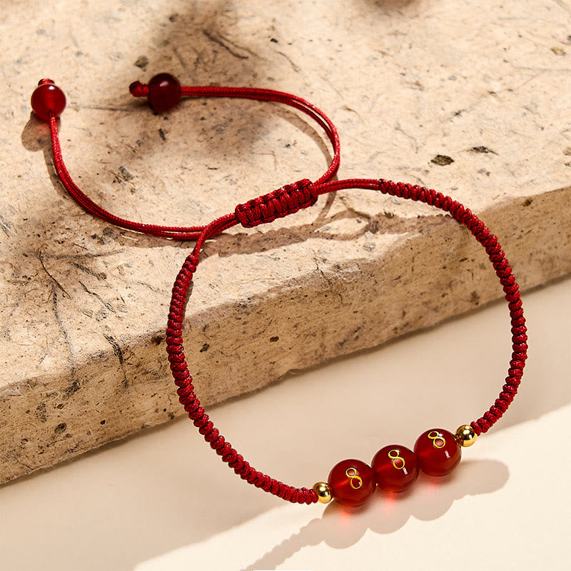 Nimara Ritual Angel Number Red String Red Agate Beads Luck Braided Adjustable Bracelet