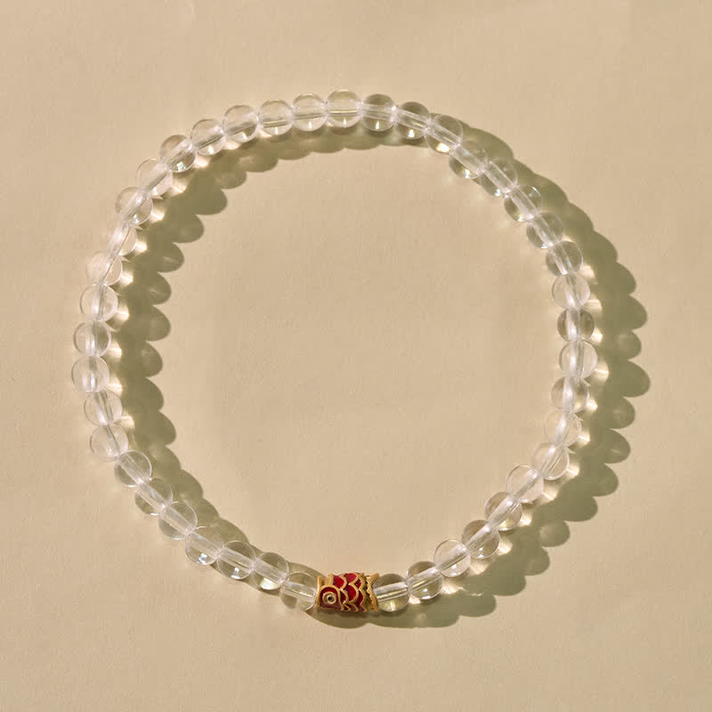 Nimara Ritual Natural Clear Quartz 925 Sterling Silver Koi Fish Healing Bracelet