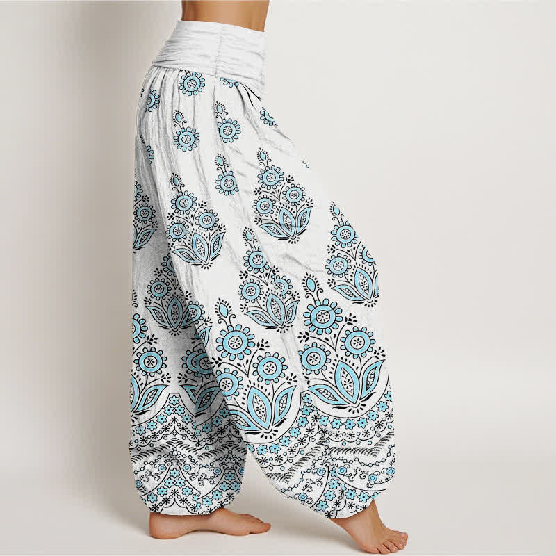 Nimara Ritual Pure Cotton Mandala Floral Pattern Women's Elastic Waist Harem Pants