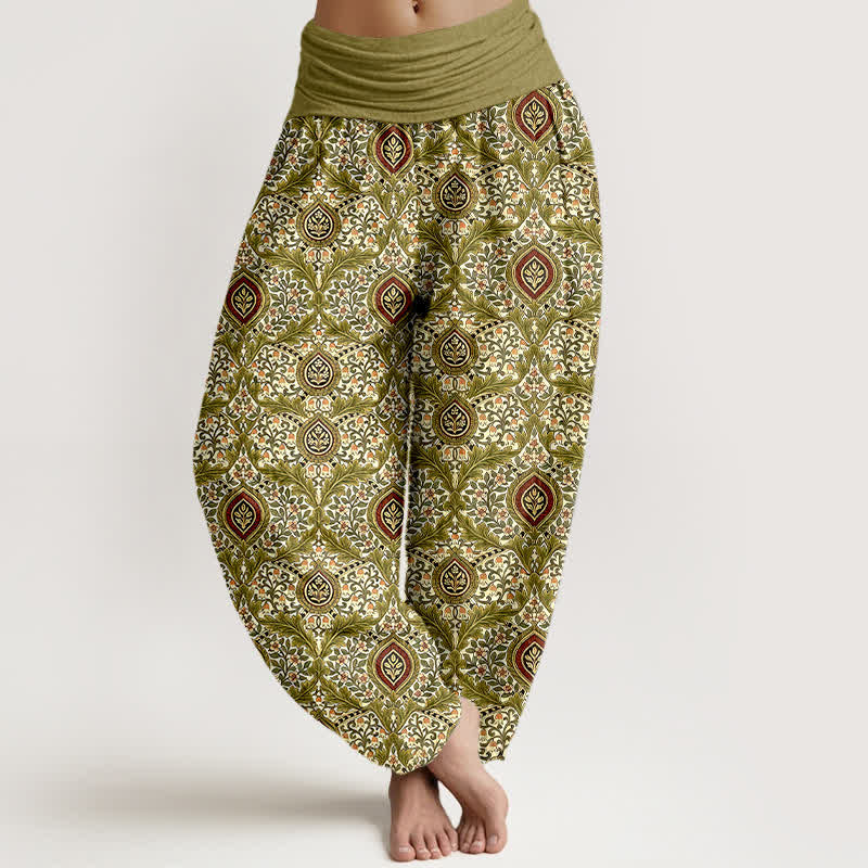 Nimara Ritual Pure Cotton Paisley Diamond Pattern Women's Elastic Waist Harem Pants