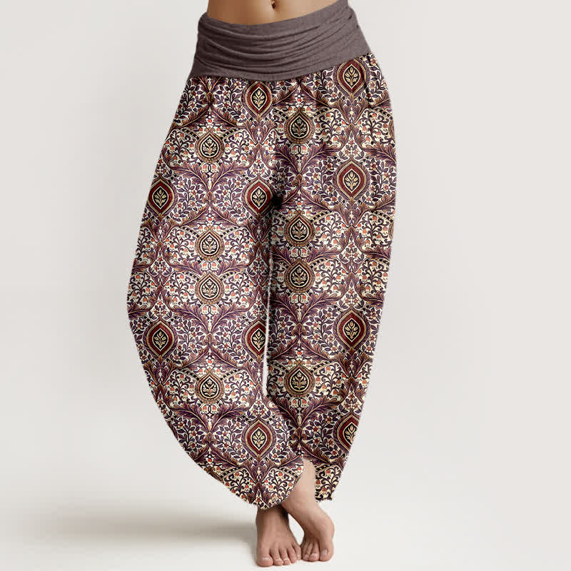 Nimara Ritual Pure Cotton Paisley Diamond Pattern Women's Elastic Waist Harem Pants