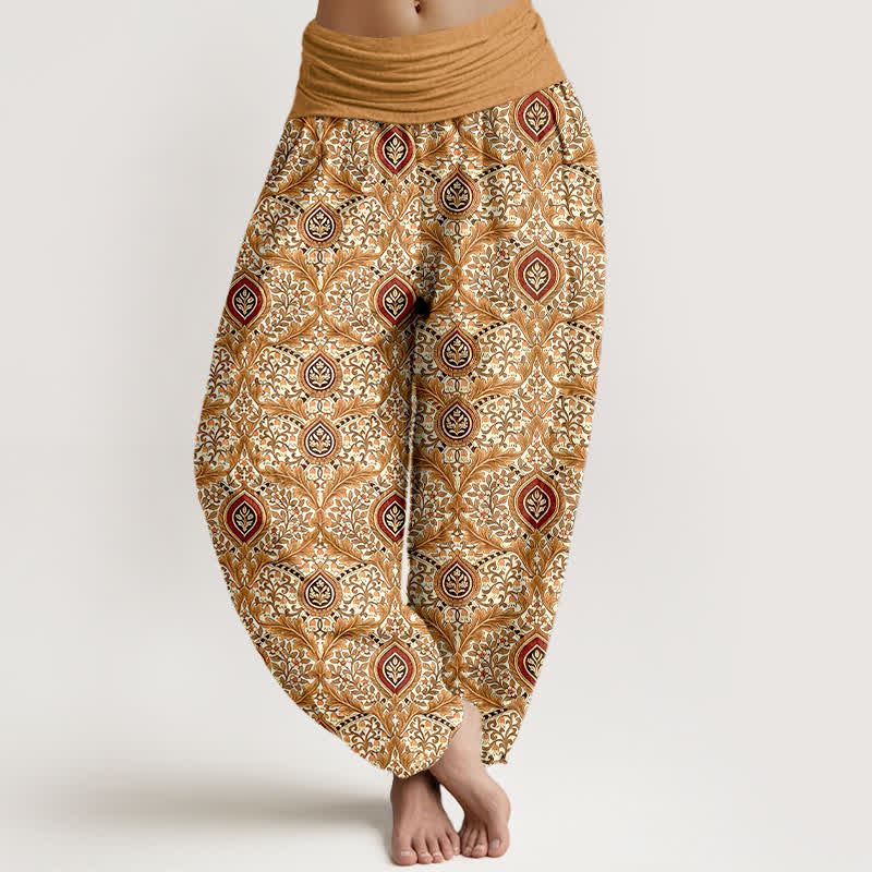 Nimara Ritual Pure Cotton Paisley Diamond Pattern Women's Elastic Waist Harem Pants